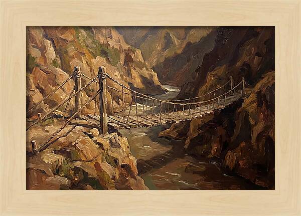 Suspension Footbridge Over Deep Canyon