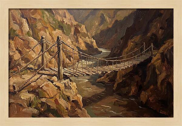 Suspension Footbridge Over Deep Canyon