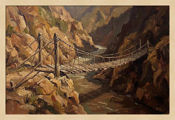 Suspension Footbridge Over Deep Canyon