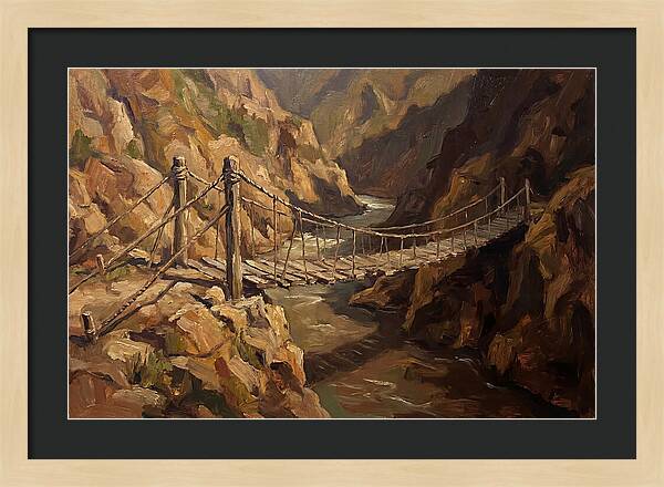 Suspension Footbridge Over Deep Canyon