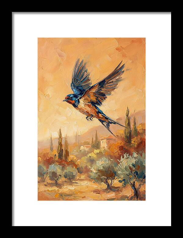 Swallow Soaring Over Mediterranean Landscape