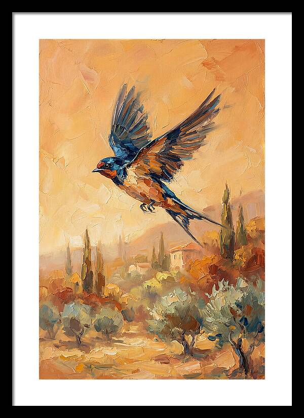 Swallow Soaring Over Mediterranean Landscape