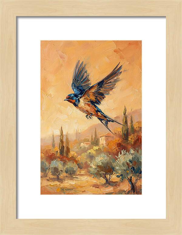 Swallow Soaring Over Mediterranean Landscape