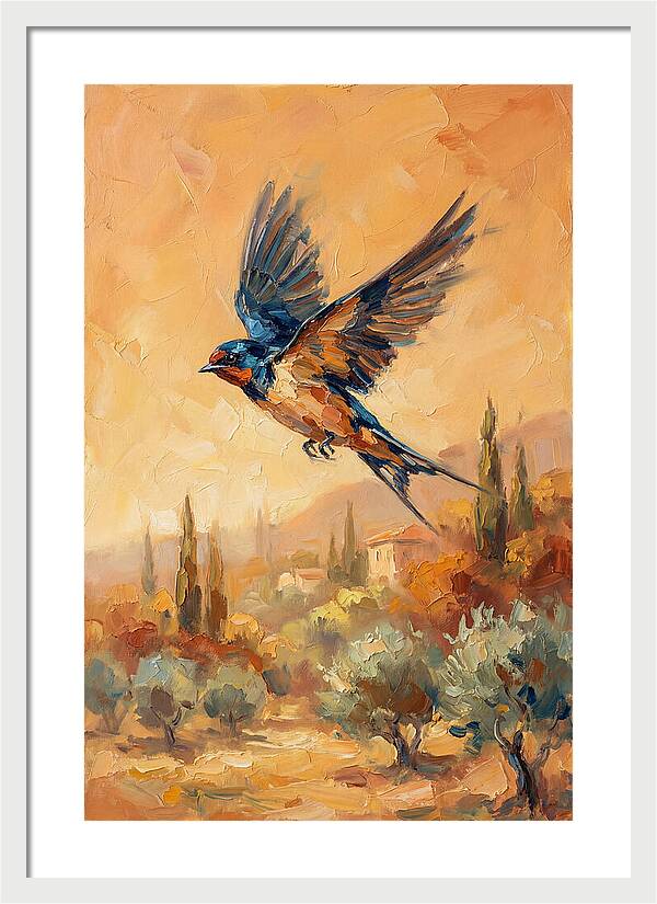Swallow Soaring Over Mediterranean Landscape