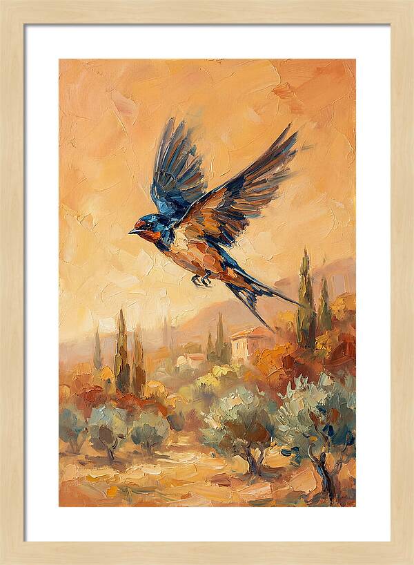 Swallow Soaring Over Mediterranean Landscape