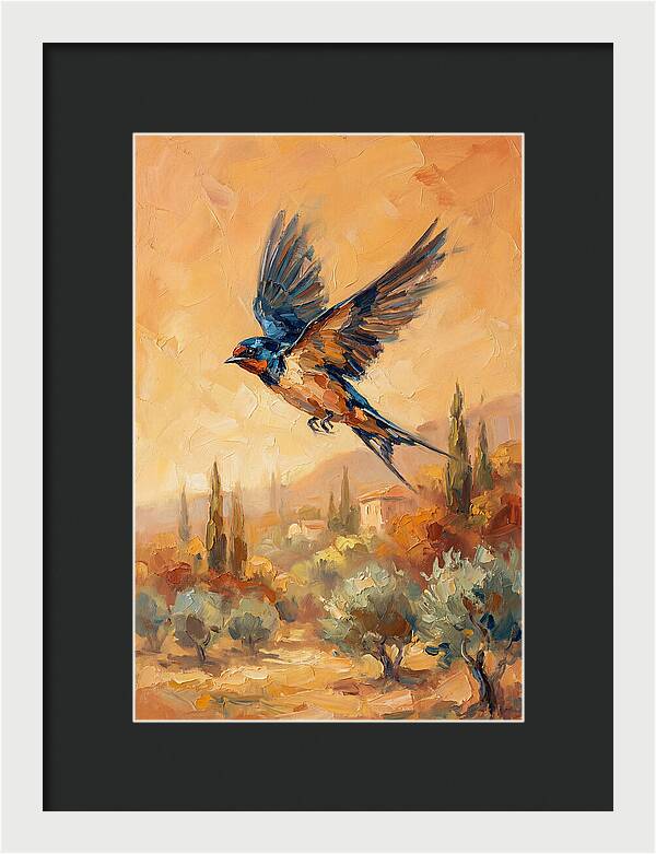 Swallow Soaring Over Mediterranean Landscape