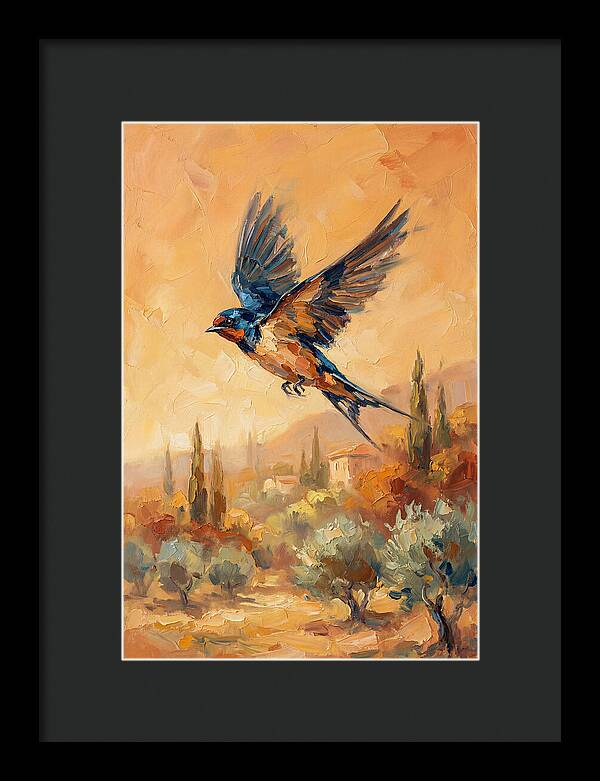 Swallow Soaring Over Mediterranean Landscape
