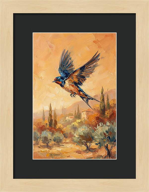 Swallow Soaring Over Mediterranean Landscape