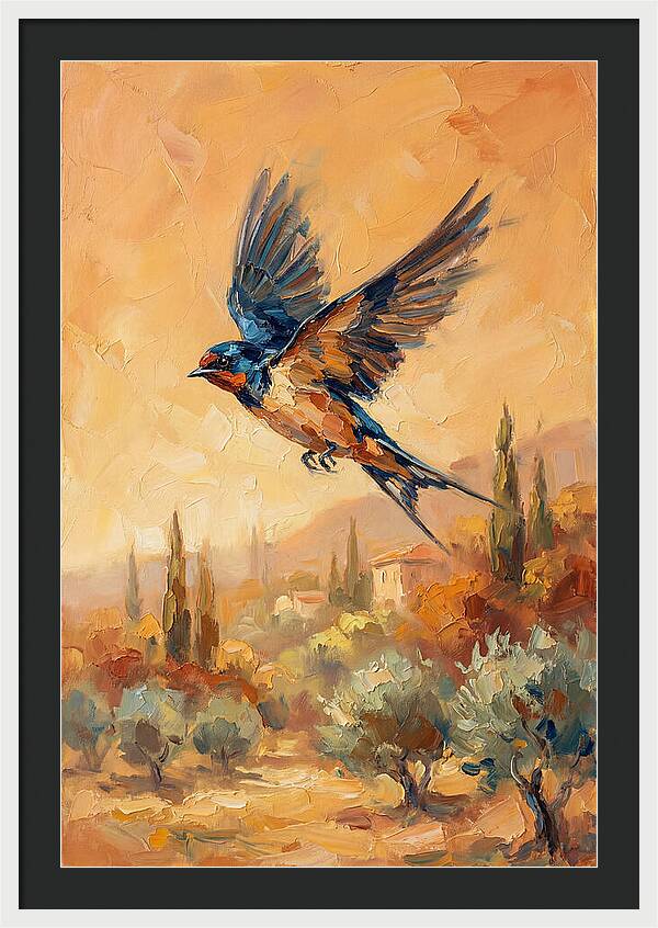 Swallow Soaring Over Mediterranean Landscape
