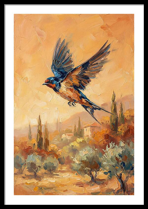 Swallow Soaring Over Mediterranean Landscape