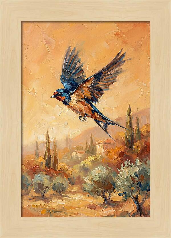 Swallow Soaring Over Mediterranean Landscape