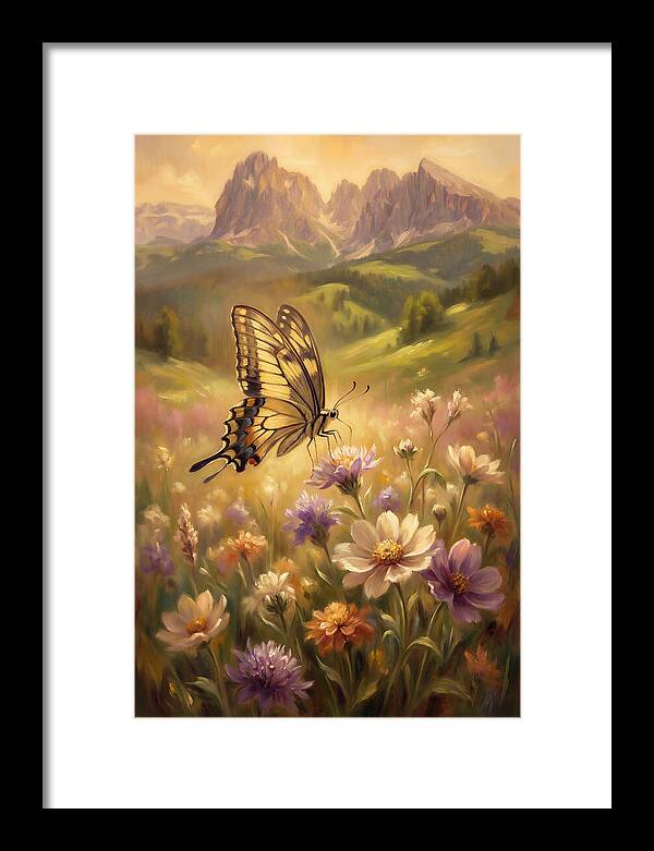 Swallowtail Butterfly In Blooming Meadow