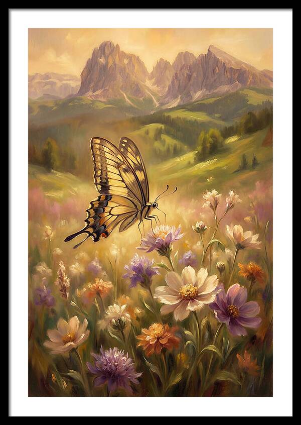 Swallowtail Butterfly In Blooming Meadow