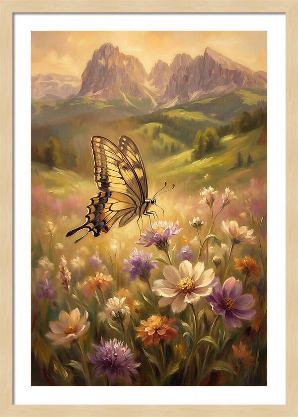 Swallowtail Butterfly In Blooming Meadow
