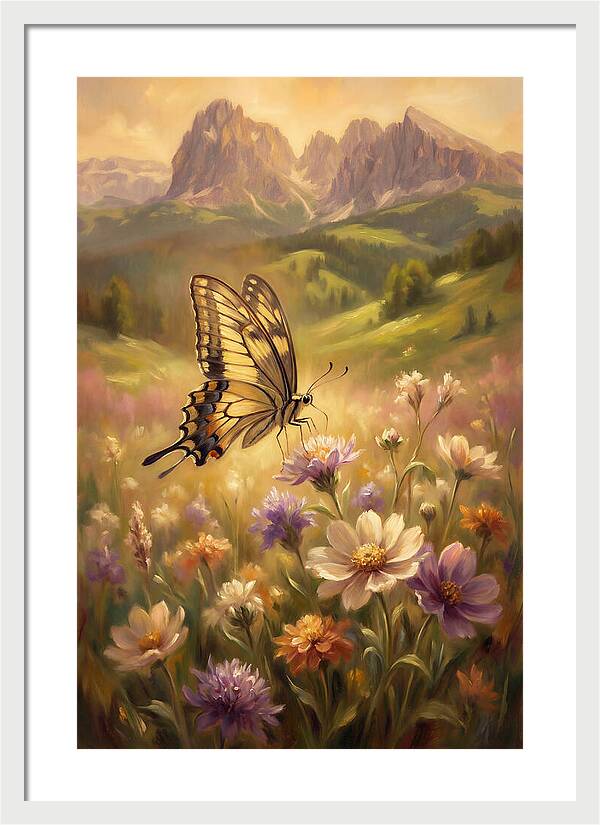Swallowtail Butterfly In Blooming Meadow