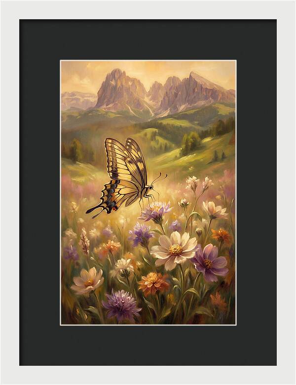 Swallowtail Butterfly In Blooming Meadow