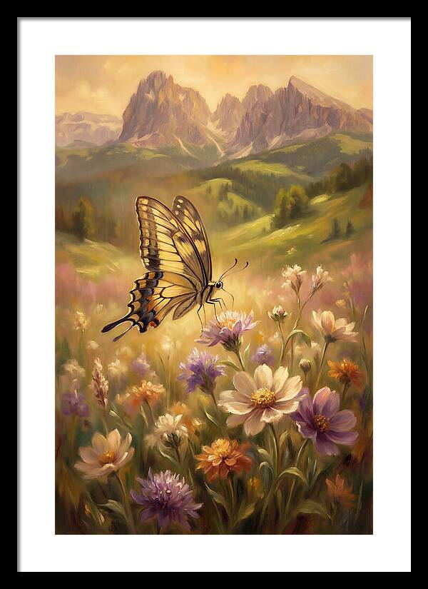 Swallowtail Butterfly In Blooming Meadow
