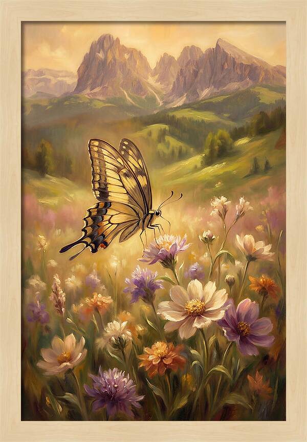 Swallowtail Butterfly In Blooming Meadow