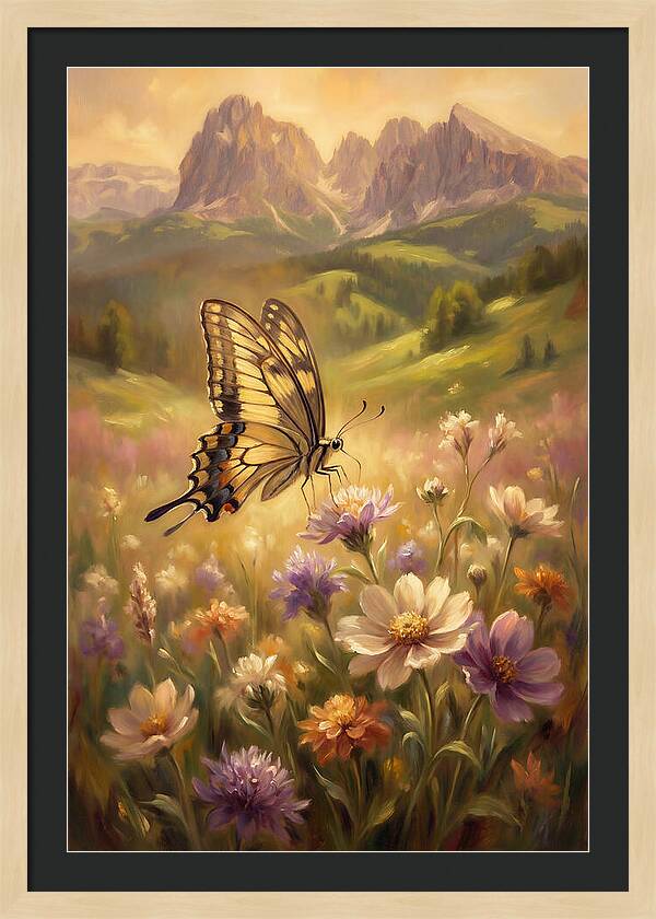 Swallowtail Butterfly In Blooming Meadow