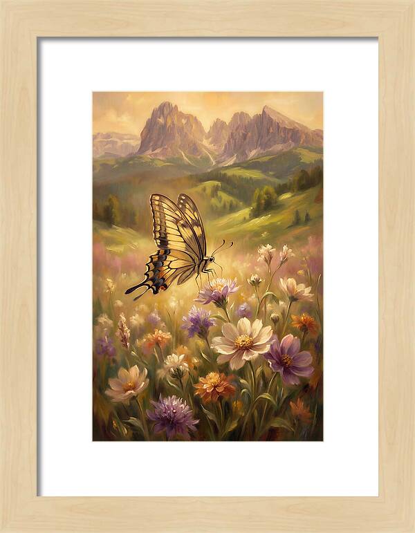 Swallowtail Butterfly In Blooming Meadow