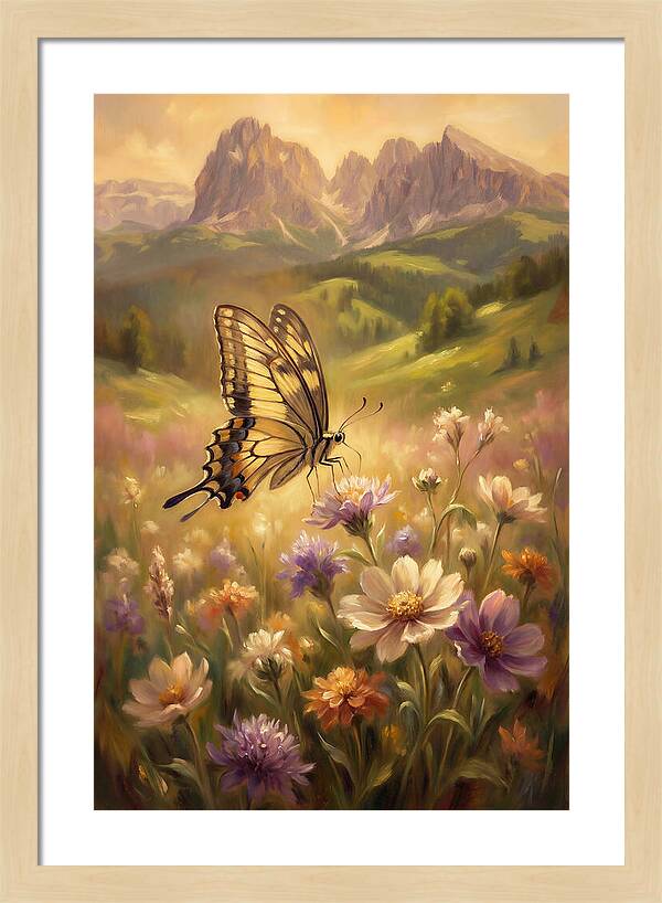 Swallowtail Butterfly In Blooming Meadow