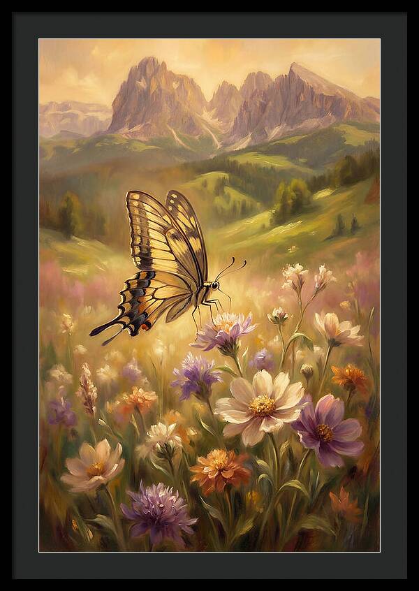 Swallowtail Butterfly In Blooming Meadow
