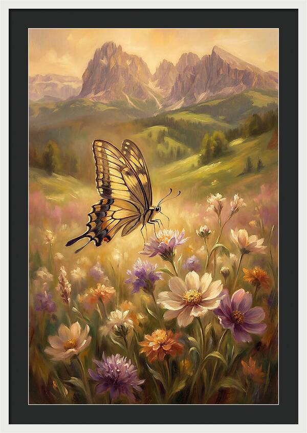 Swallowtail Butterfly In Blooming Meadow