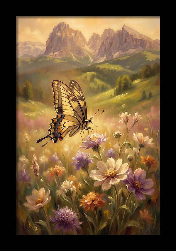 Swallowtail Butterfly In Blooming Meadow