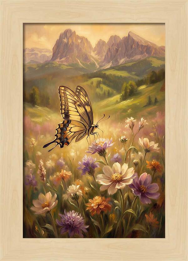 Swallowtail Butterfly In Blooming Meadow