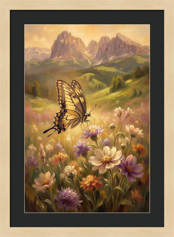 Swallowtail Butterfly In Blooming Meadow