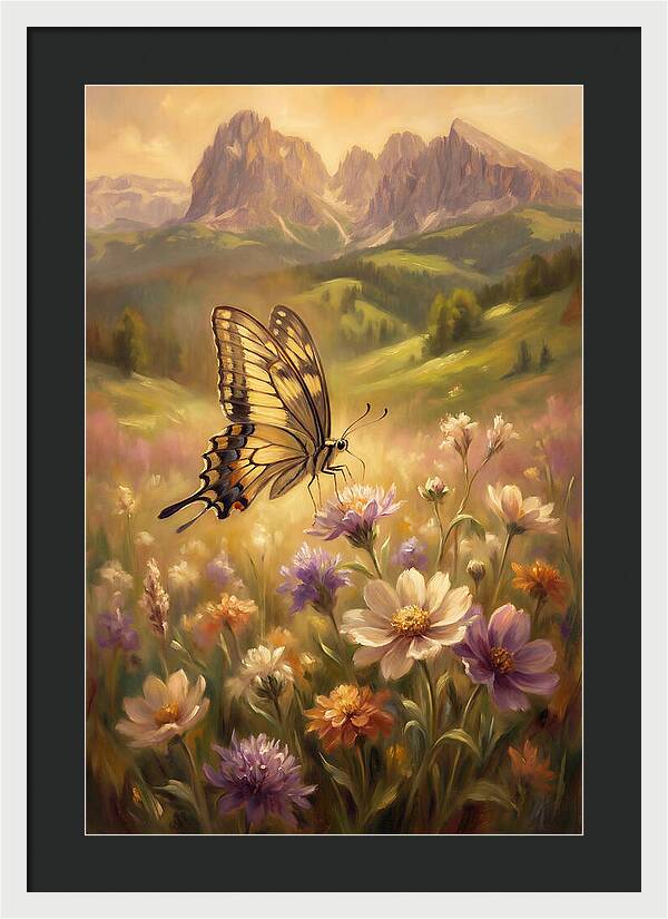 Swallowtail Butterfly In Blooming Meadow