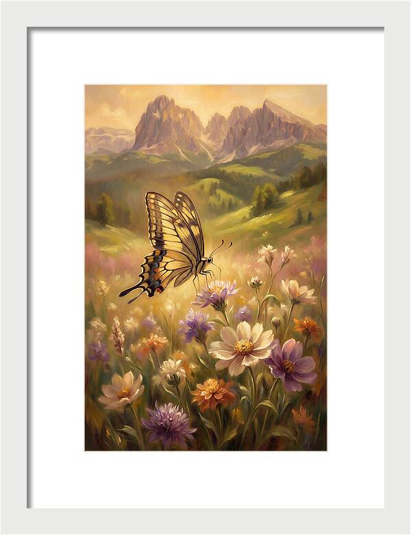 Swallowtail Butterfly In Blooming Meadow