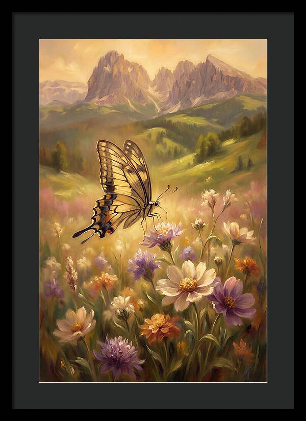 Swallowtail Butterfly In Blooming Meadow