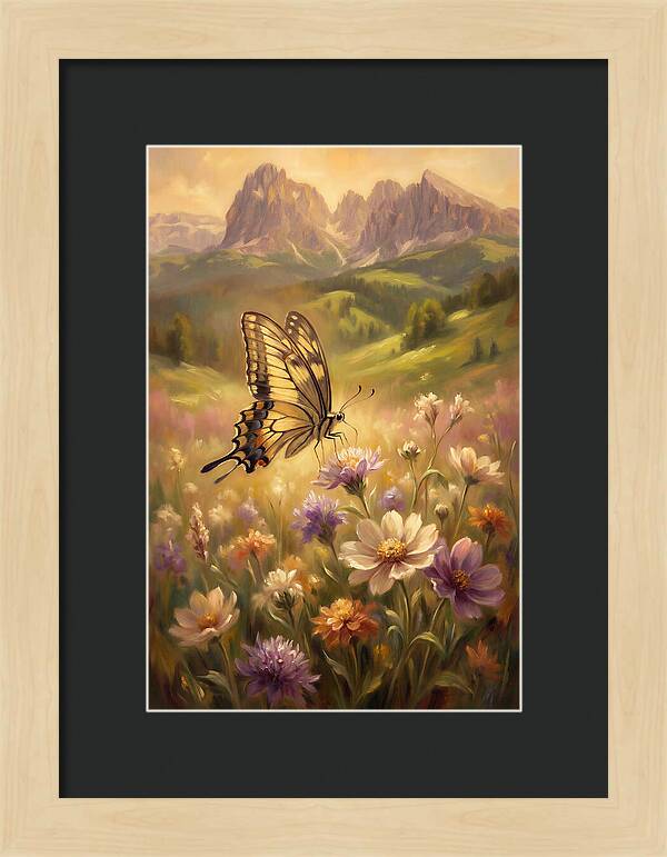 Swallowtail Butterfly In Blooming Meadow