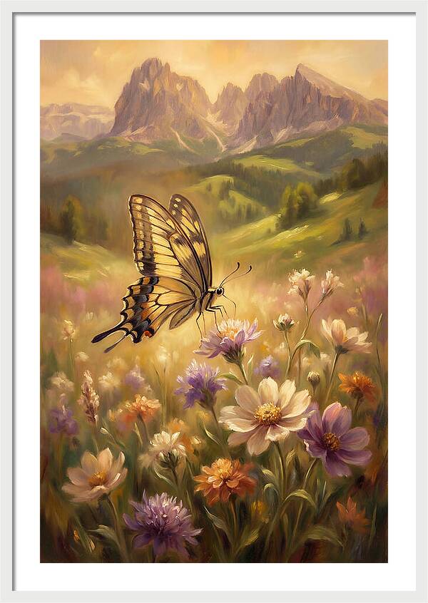 Swallowtail Butterfly In Blooming Meadow
