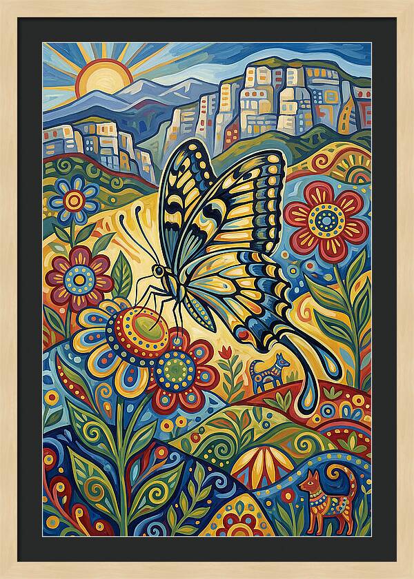 Swallowtail Butterfly In Vibrant Landscape