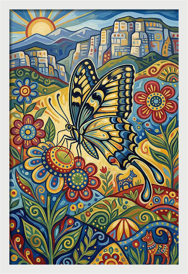 Swallowtail Butterfly In Vibrant Landscape