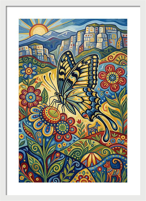 Swallowtail Butterfly In Vibrant Landscape
