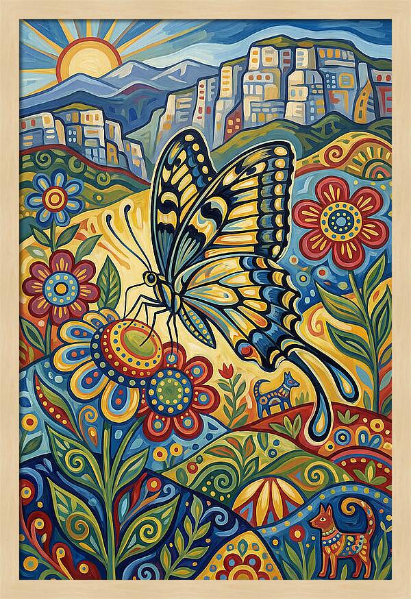 Swallowtail Butterfly In Vibrant Landscape
