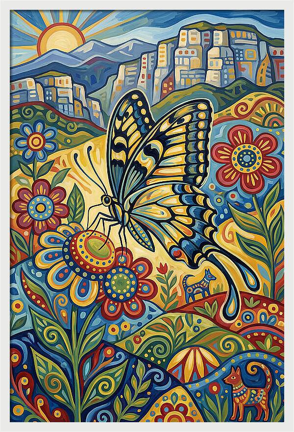 Swallowtail Butterfly In Vibrant Landscape