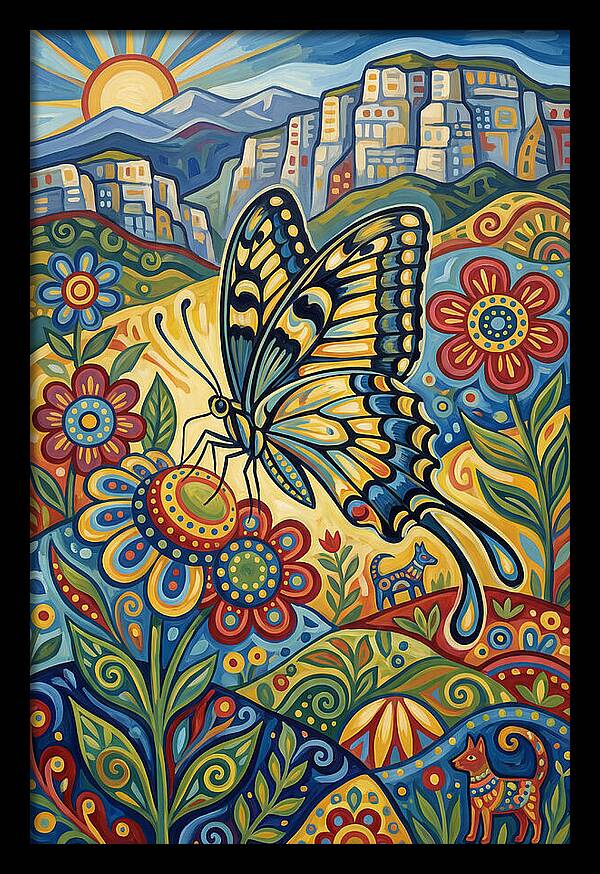 Swallowtail Butterfly In Vibrant Landscape