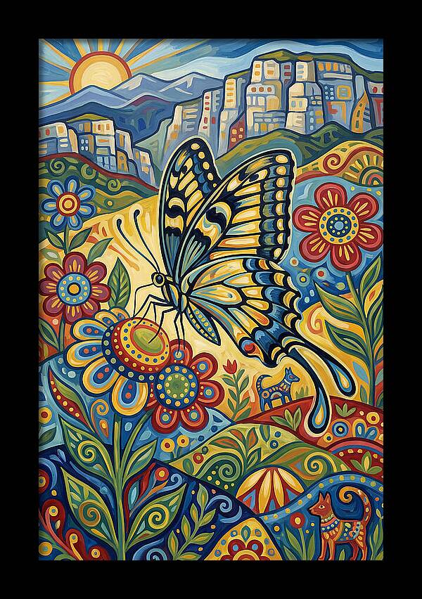 Swallowtail Butterfly In Vibrant Landscape