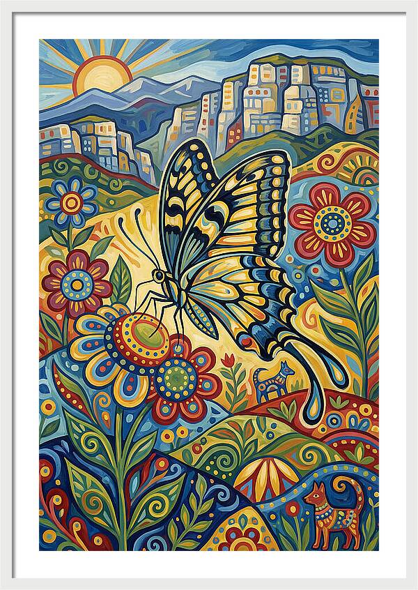Swallowtail Butterfly In Vibrant Landscape