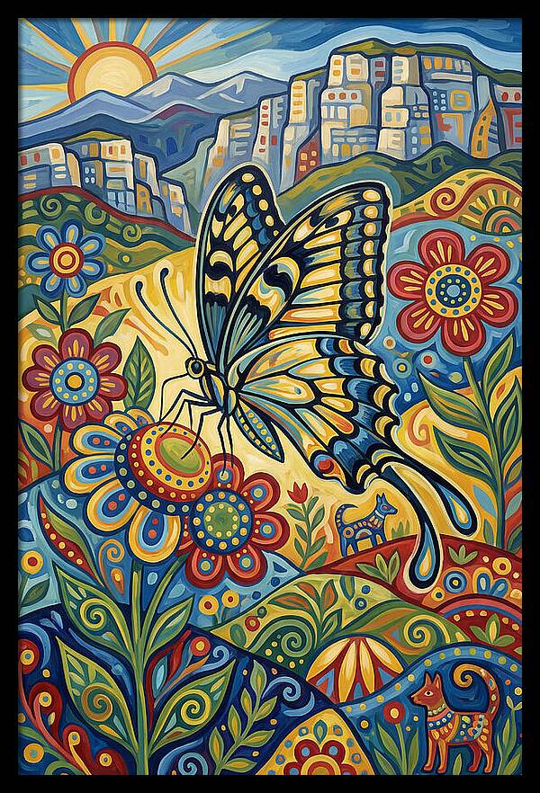 Swallowtail Butterfly In Vibrant Landscape