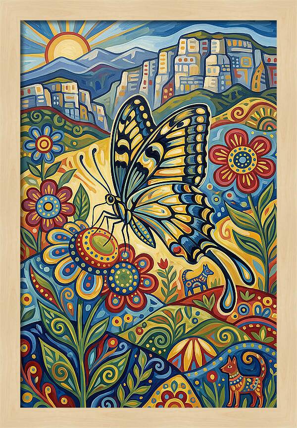 Swallowtail Butterfly In Vibrant Landscape
