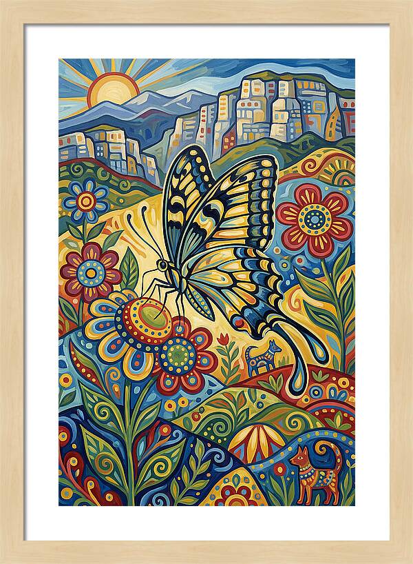 Swallowtail Butterfly In Vibrant Landscape