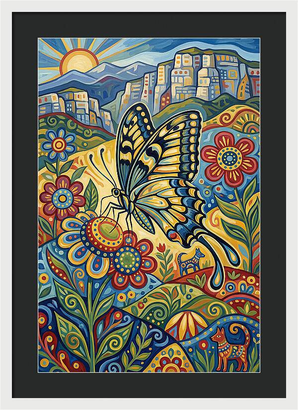 Swallowtail Butterfly In Vibrant Landscape