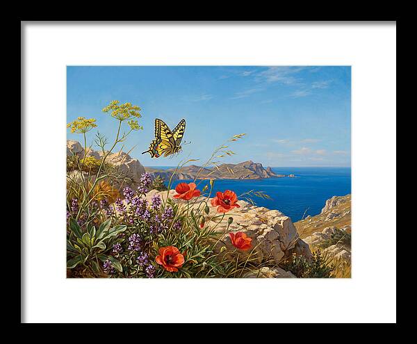 Swallowtail Butterfly Over Coastal Landscape