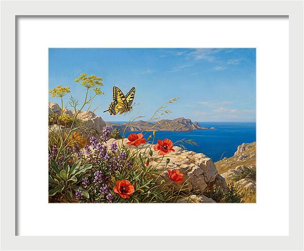 Swallowtail Butterfly Over Coastal Landscape