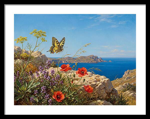 Swallowtail Butterfly Over Coastal Landscape